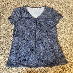 Croft & Barrow Paisley Print V‎ Neck Tunic Top Womens Size S Short Sleeve